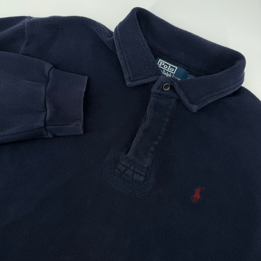 Polo Ralph Lauren Mens XL Sweater Pull-over Navy Blue Long Sleeve Cotton Logo